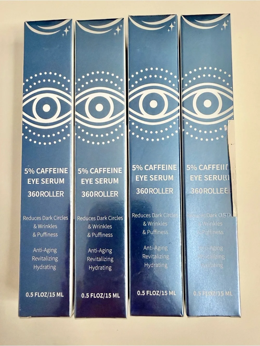 NEW-4 pack-5% Caffeine Eye Serum 360 Roller (0.5 fl oz / 15 ml)